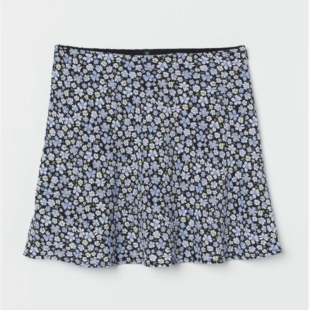 H&M Light Blue Floral A-Line Skirt